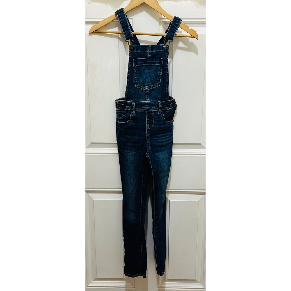 Cat & Jack Girls Dark Wash‎ Denim Overalls Super Stretch Size M (7/8)